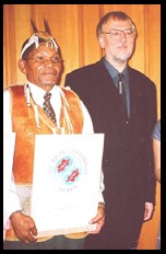 Roy Sesana receives the right Livelihood award from Jakob von Uexkall